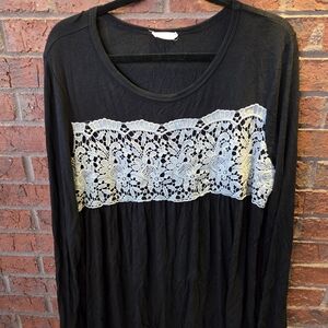 Black Tunic with Lace Accent